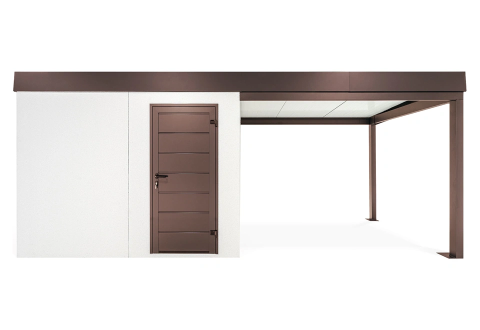 GARDEON® Gartenhaus mit Hörmann-Türen und überdachtem Bereich