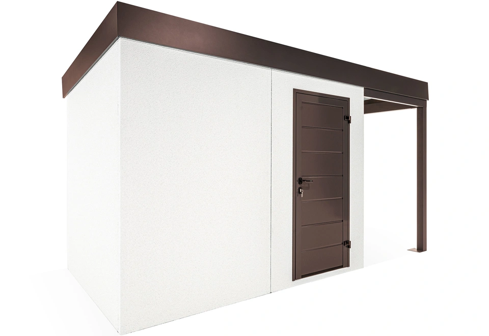 GARDEON® Gartenhaus mit Hörmann-Türen und überdachtem Bereich