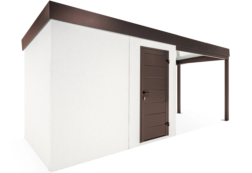 GARDEON® Gartenhaus mit Hörmann-Türen und überdachtem Bereich