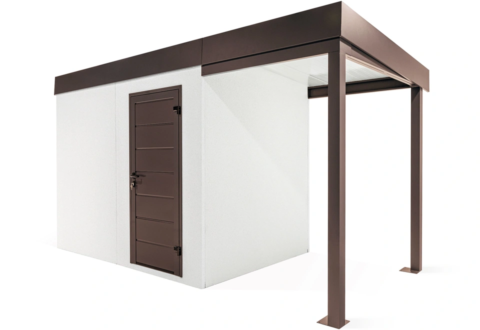GARDEON® Gartenhaus mit Hörmann-Türen und überdachtem Bereich