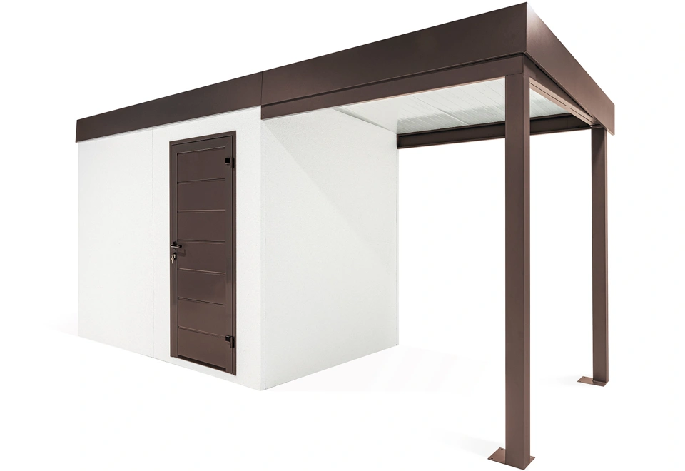 GARDEON® Gartenhaus mit Hörmann-Türen und überdachtem Bereich