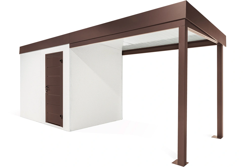 GARDEON® Gartenhaus mit Hörmann-Türen und überdachtem Bereich