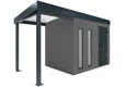 GARDEON® Gartenhaus mit Hörmann-Türen, zwei Lichtbändern und überdachtem Bereich
