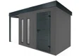 GARDEON® Gartenhaus mit Hörmann-Türen, zwei Lichtbändern und überdachtem Bereich