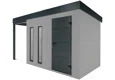 GARDEON® Gartenhaus mit Hörmann-Türen, zwei Lichtbändern und überdachtem Bereich