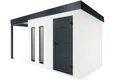 GARDEON® Gartenhaus mit Hörmann-Türen, zwei Lichtbändern und überdachtem Bereich