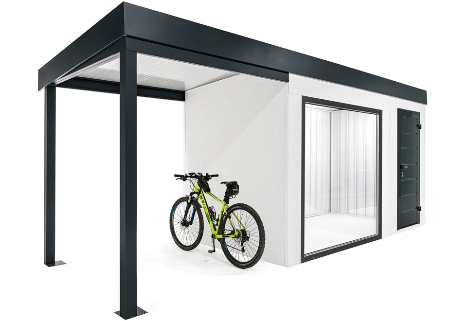 GARDEON® Gartenhaus mit Panoramafenster und überdachtem Bereich