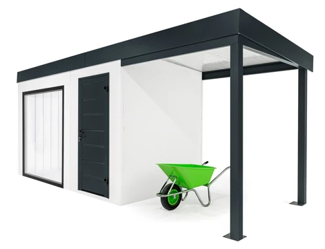 GARDEON® Gartenhaus mit Panoramafenster und überdachtem Bereich GARDEON® Gartenhaus mit Panoramafenster und überdachtem Bereich