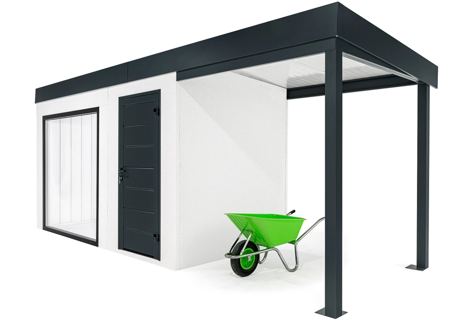 GARDEON® Gartenhaus mit Panoramafenster und überdachtem Bereich