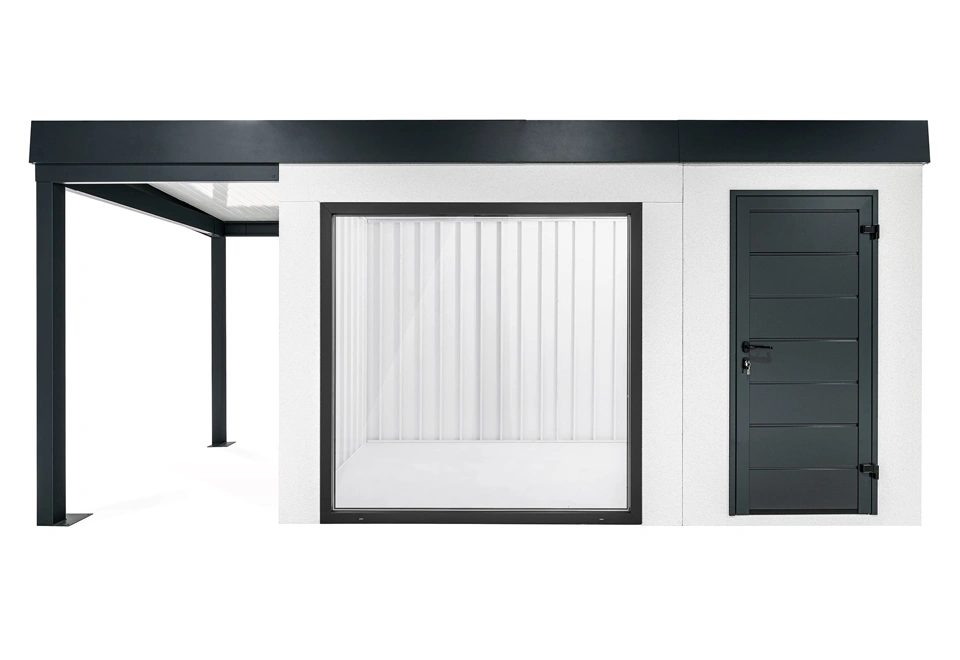 GARDEON® Gartenhaus mit Panoramafenster und überdachtem Bereich