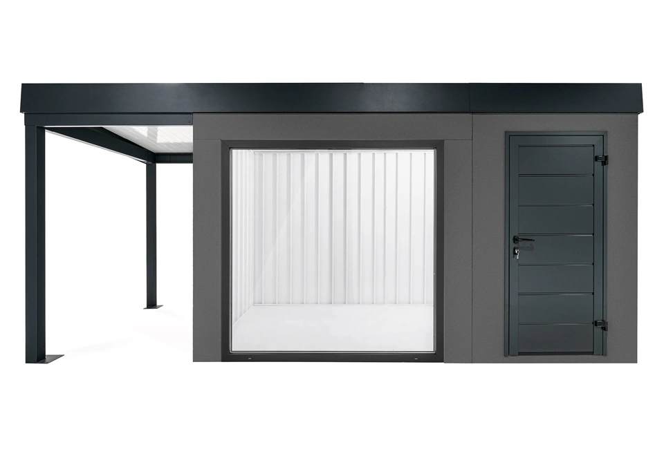 GARDEON® Gartenhaus mit Panoramafenster und überdachtem Bereich