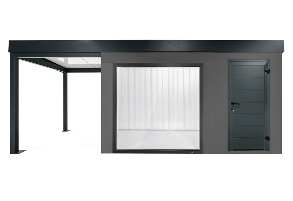 GARDEON® Gartenhaus mit Panoramafenster und überdachtem Bereich