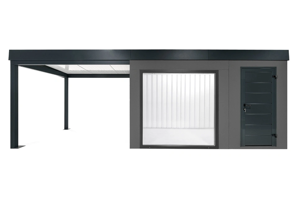 GARDEON® Gartenhaus mit Panoramafenster und überdachtem Bereich