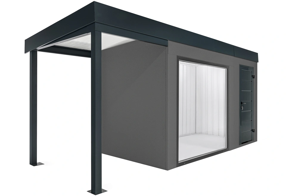 GARDEON® Gartenhaus mit Panoramafenster und überdachtem Bereich