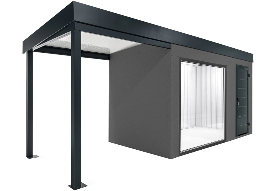 GARDEON® Gartenhaus mit Panoramafenster und überdachtem Bereich