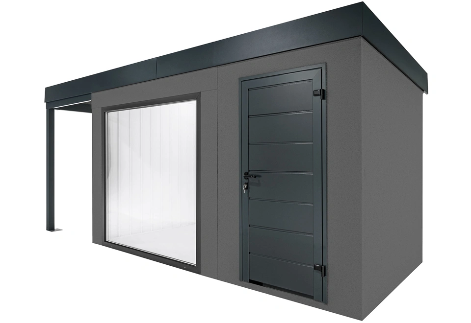 GARDEON® Gartenhaus mit Panoramafenster und überdachtem Bereich