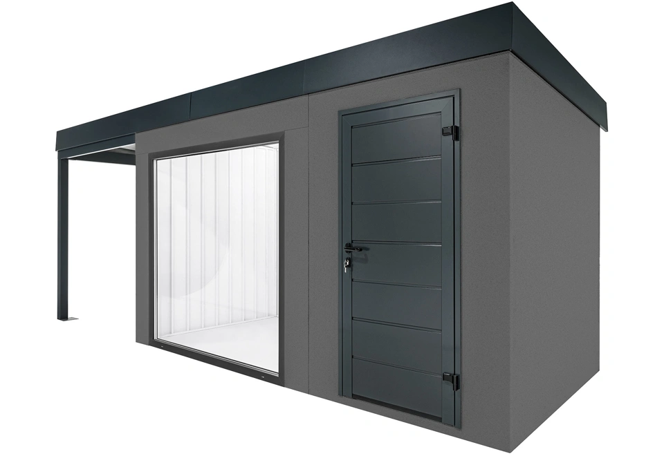 GARDEON® Gartenhaus mit Panoramafenster und überdachtem Bereich