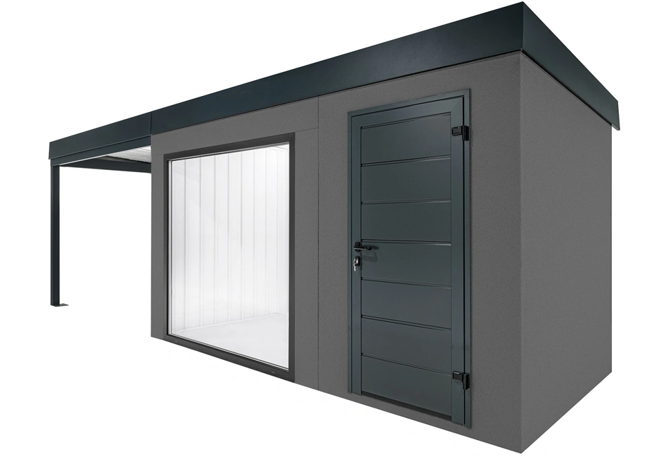 GARDEON® Gartenhaus mit Panoramafenster und überdachtem Bereich