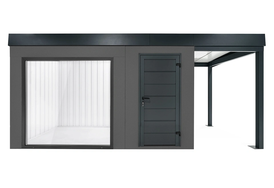 GARDEON® Gartenhaus mit Panoramafenster und überdachtem Bereich