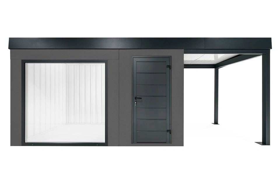 GARDEON® Gartenhaus mit Panoramafenster und überdachtem Bereich