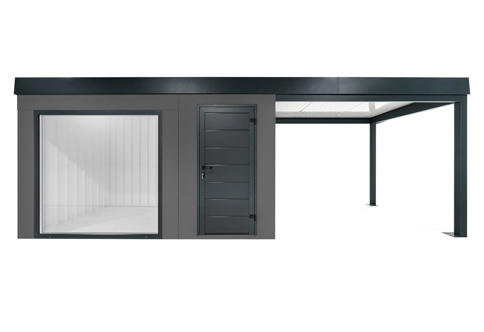 GARDEON® Gartenhaus mit Panoramafenster und überdachtem Bereich