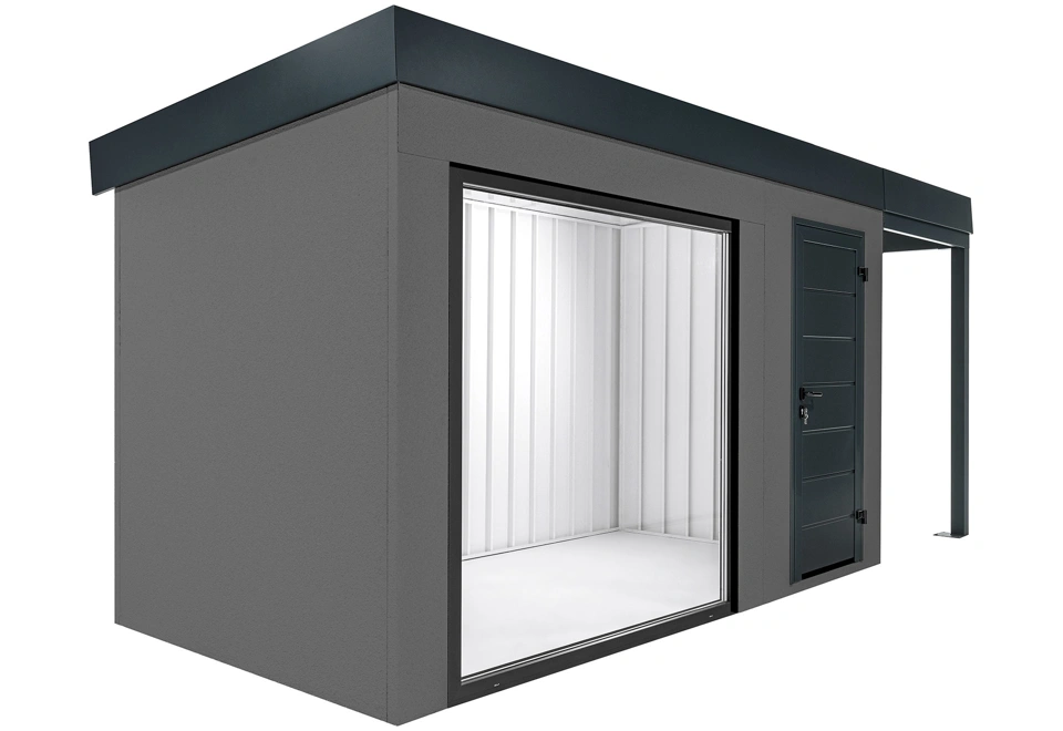 GARDEON® Gartenhaus mit Panoramafenster und überdachtem Bereich