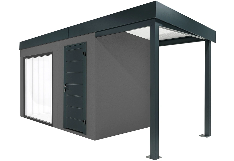 GARDEON® Gartenhaus mit Panoramafenster und überdachtem Bereich