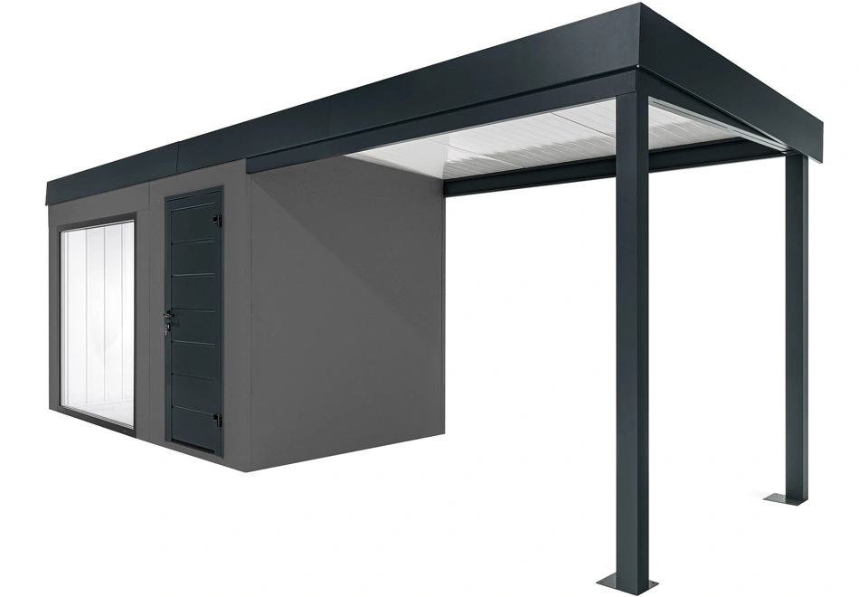 GARDEON® Gartenhaus mit Panoramafenster und überdachtem Bereich