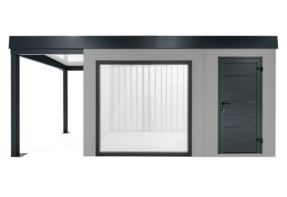 GARDEON® Gartenhaus mit Panoramafenster und überdachtem Bereich