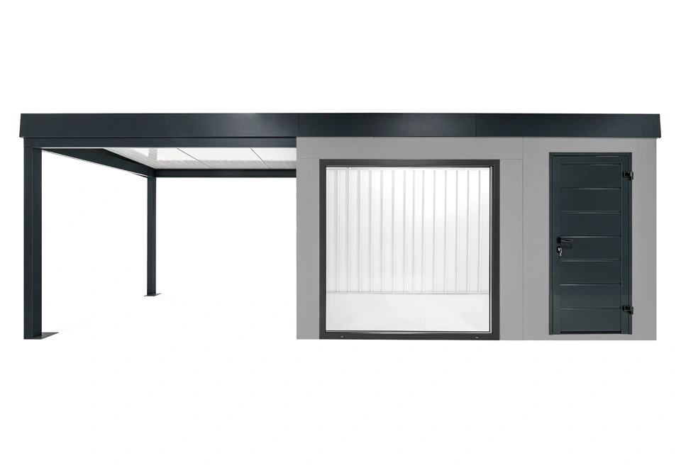 GARDEON® Gartenhaus mit Panoramafenster und überdachtem Bereich