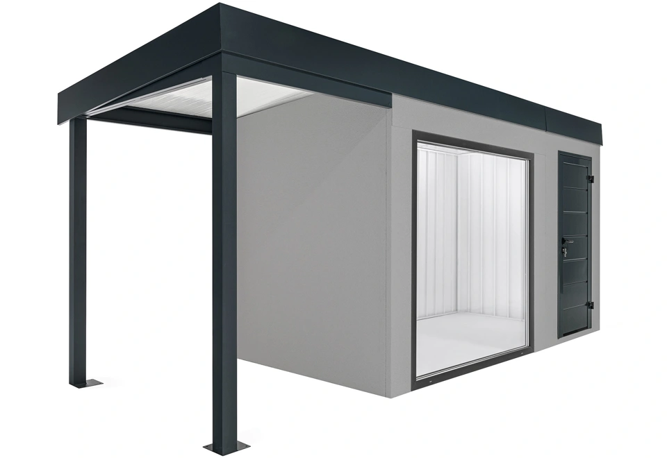 GARDEON® Gartenhaus mit Panoramafenster und überdachtem Bereich