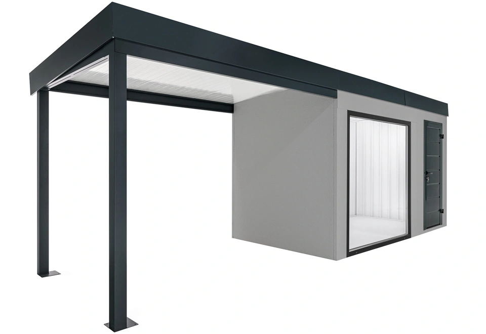 GARDEON® Gartenhaus mit Panoramafenster und überdachtem Bereich