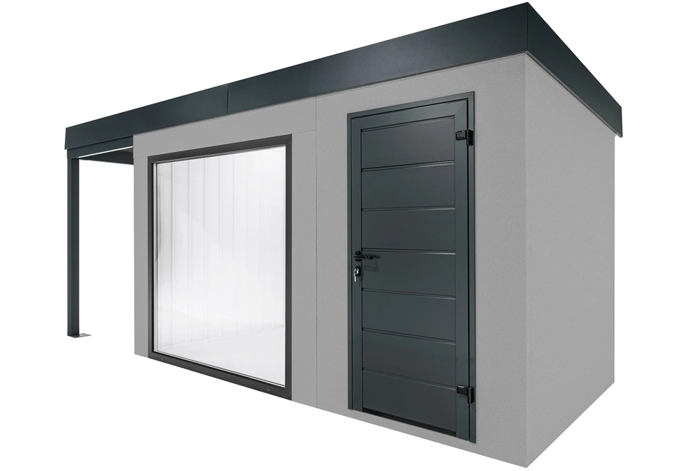 GARDEON® Gartenhaus mit Panoramafenster und überdachtem Bereich