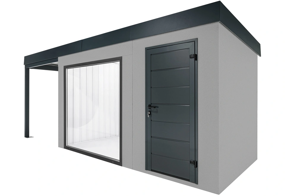 GARDEON® Gartenhaus mit Panoramafenster und überdachtem Bereich