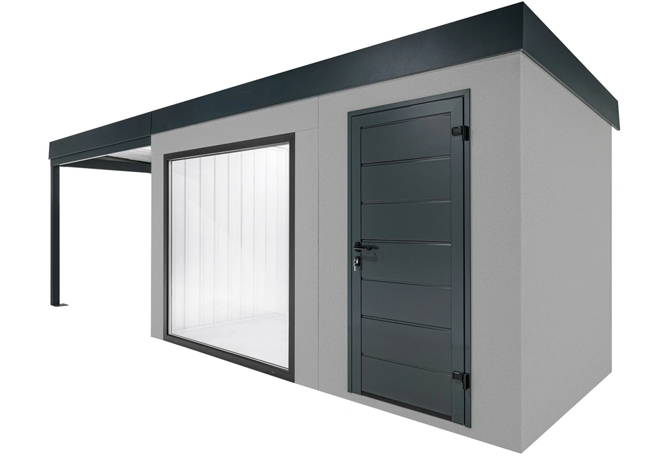 GARDEON® Gartenhaus mit Panoramafenster und überdachtem Bereich