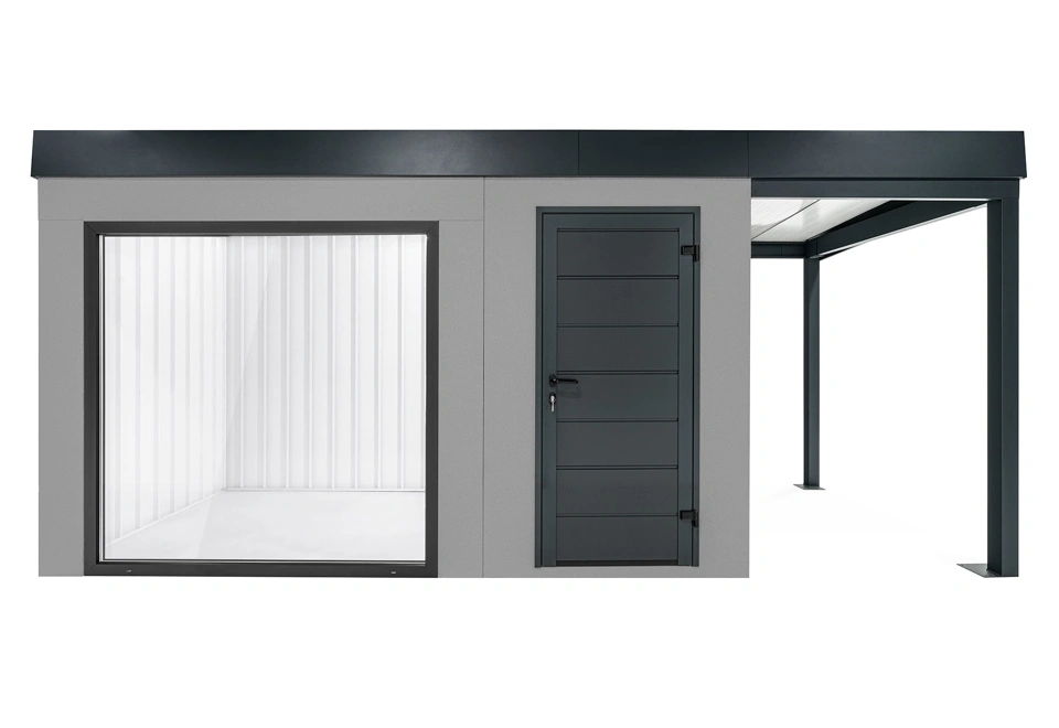 GARDEON® Gartenhaus mit Panoramafenster und überdachtem Bereich