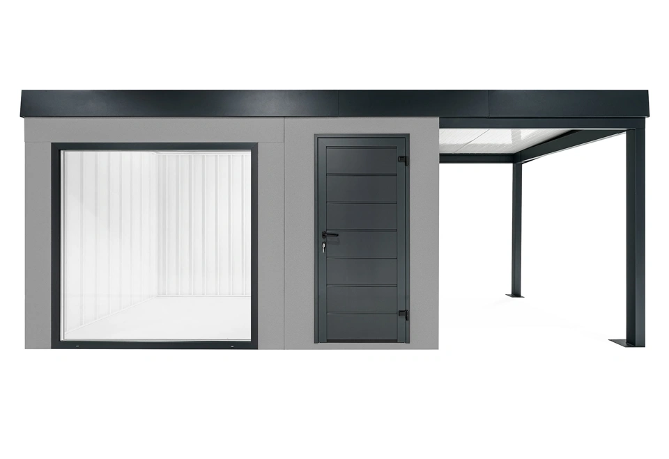 GARDEON® Gartenhaus mit Panoramafenster und überdachtem Bereich