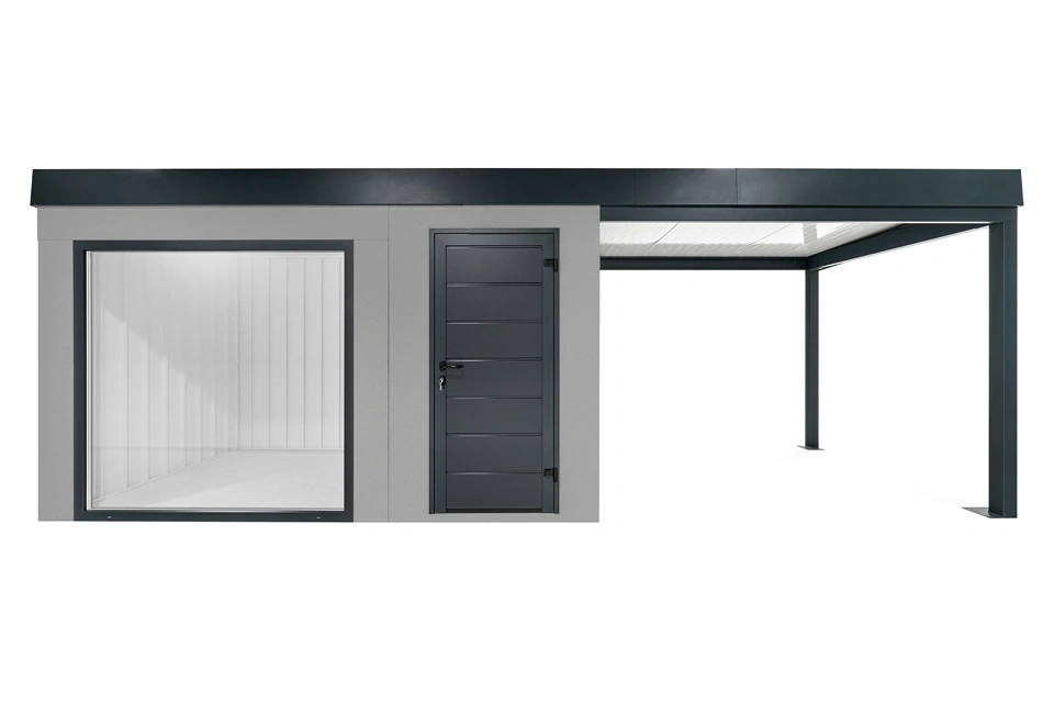 GARDEON® Gartenhaus mit Panoramafenster und überdachtem Bereich