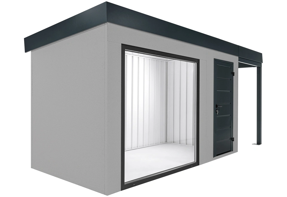 GARDEON® Gartenhaus mit Panoramafenster und überdachtem Bereich