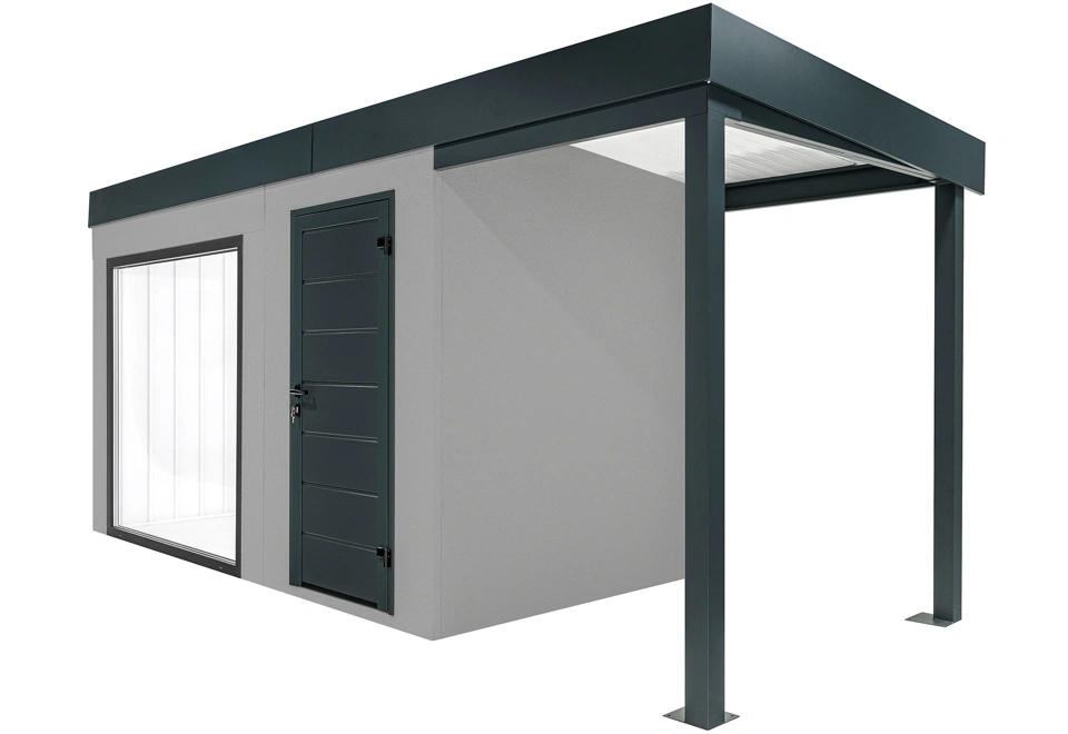 GARDEON® Gartenhaus mit Panoramafenster und überdachtem Bereich