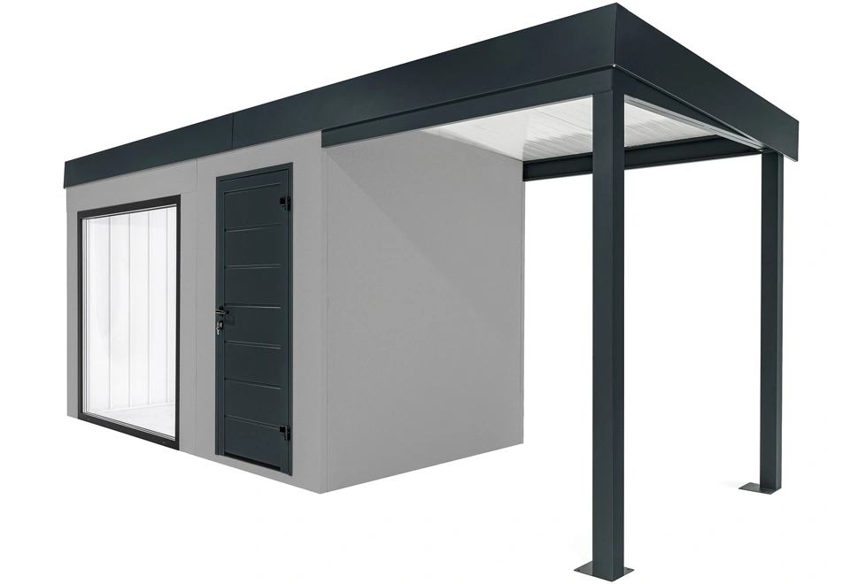 GARDEON® Gartenhaus mit Panoramafenster und überdachtem Bereich