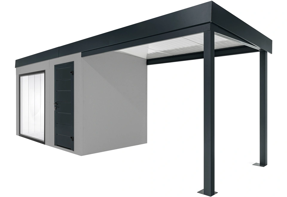 GARDEON® Gartenhaus mit Panoramafenster und überdachtem Bereich