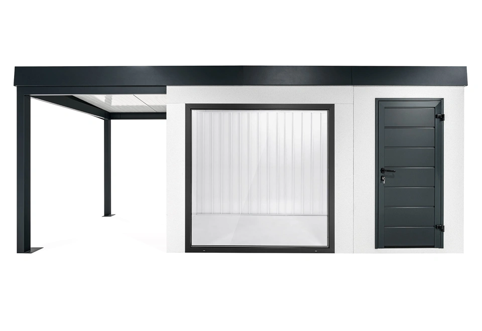 GARDEON® Gartenhaus mit Panoramafenster und überdachtem Bereich