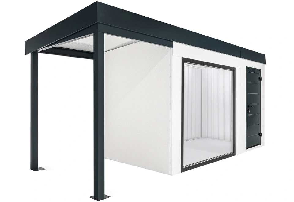 GARDEON® Gartenhaus mit Panoramafenster und überdachtem Bereich