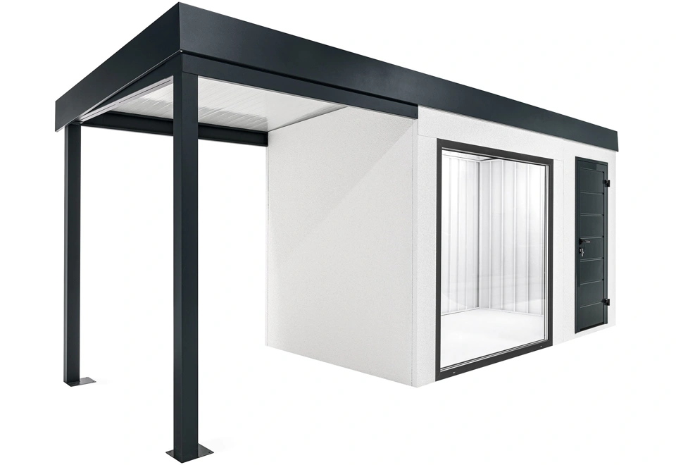 GARDEON® Gartenhaus mit Panoramafenster und überdachtem Bereich