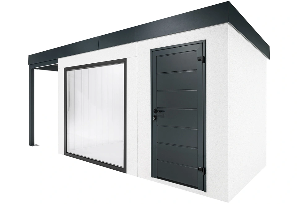 GARDEON® Gartenhaus mit Panoramafenster und überdachtem Bereich