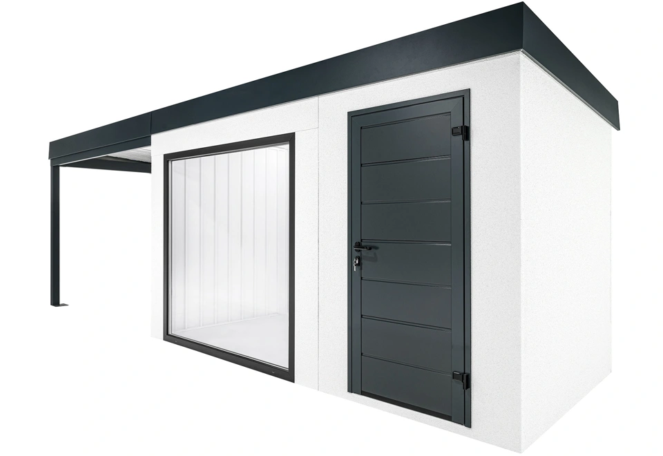 GARDEON® Gartenhaus mit Panoramafenster und überdachtem Bereich