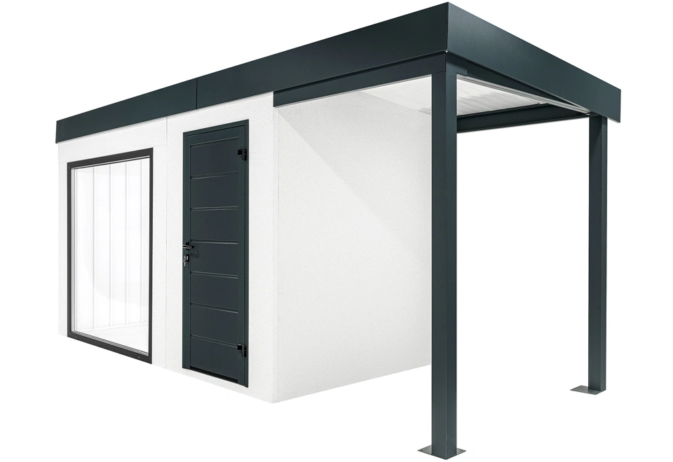 GARDEON® Gartenhaus mit Panoramafenster und überdachtem Bereich