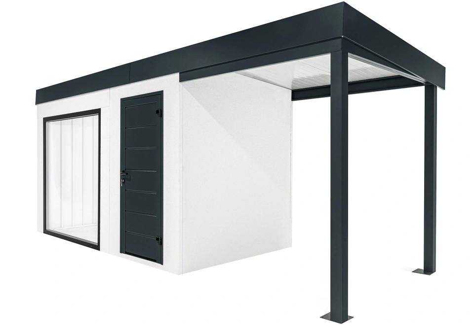 GARDEON® Gartenhaus mit Panoramafenster und überdachtem Bereich