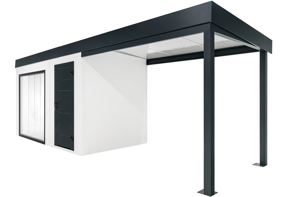 GARDEON® Gartenhaus mit Panoramafenster und überdachtem Bereich